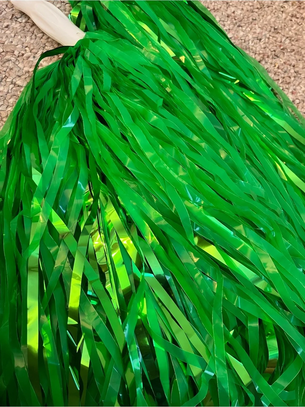 Set of 2 Green/Metallic Cheerleading Pom Poms